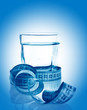 glass of clean water with a measuring