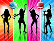Dancing girls on colourful background