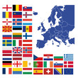 all european flags and map of europe vector illustration all european flags and map of europe vector illustration