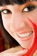 cute girl with chili pepper