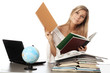 student in a library