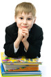little schoolboy with books