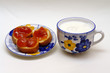 Milk and apricot jam