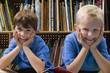 Little Boys in School Library