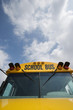 Caution Lights and Windshield of School Bus