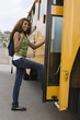 Teenage Girl Getting on School Bus