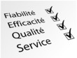 Fiabilité / Efficacité / Qualité / Service (avec coches)