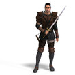Fantasy Style Fighter with Sword. With Clipping Path
