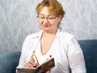 The woman with a notebook