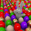 easter bunnies is among the eggs