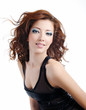 fashion model woman with blown hairs