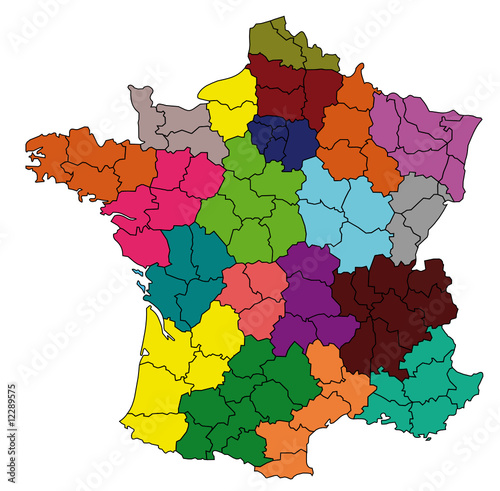 departments of france map. detailed colored map of france