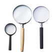 three different size of magnifying glass
