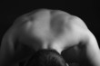 B&W Young Sporty Man over Black Background, Body Parts