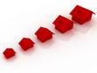 3d render of five red houses