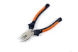 Orange and black pliers isolated on white background with shadow