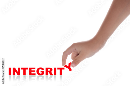Photo: Hand and word isolated on white, concept picture Hand and word isolated on white, concept picture