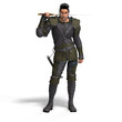 Fantasy Style Fighter with Sword. With Clipping Path