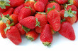 resh strawberries on clear white background