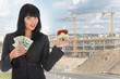 Business woman advertises real estate
