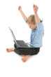 Young Girl Reacting To Positive Computer Experience
