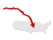 us map with red arrow - financial crisis