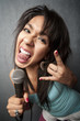 Beautiful Young Singer Sticking Out Her Tongue