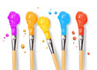 Bristle brushes full of different colored paints Bristle brushes full of different colored paints