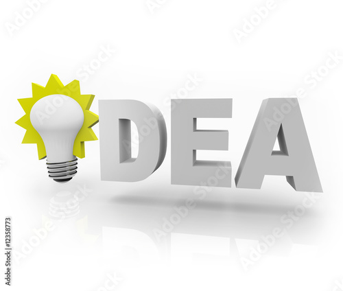 Illustration: Idea Word with Light Bulb Idea Word with Light Bulb