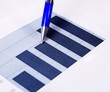 Business concept: pen and finance report