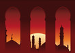 Arab balcony view islamic skyline.