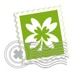 Postage stamp with clover leaf for St. Patrick's day