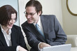 View of a mid adult man and woman smiling.