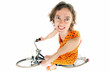 Photo: wide angle woman bicycle wide angle woman bicycle