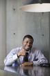 Portrait of a business man gesturing.