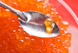 red caviar with spoon