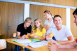 Portait of young students having lunch