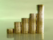 Folded stack of coins in the form of charts Folded stack of coins in the form of charts