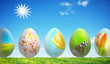 Colorful easter eggs in nature