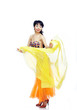 Belly dancer with yellow fabric