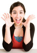 Expression of a Woman Winning Something Big