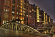 Speicherstadt, Brücke, Nacht
