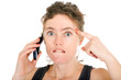Photo: shocked woman on phone shocked woman on phone