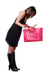 woman with pink bag