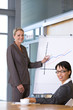 confident business woman giving presentation