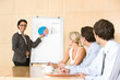 confident business woman giving presentation