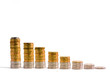 Descending graph made out of stacks of coins