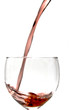Pouring wine into a glass on a white background