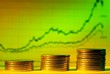coins and financial graph
