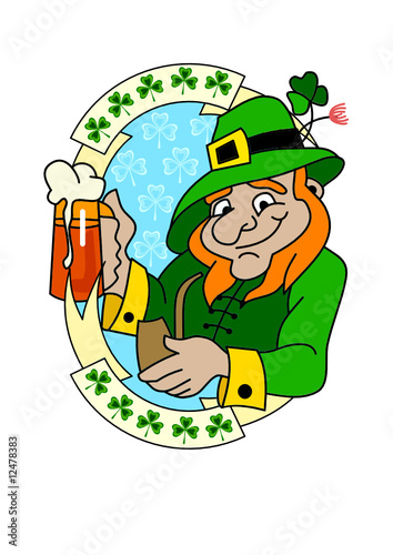 Vector: A leprechaun with glass of beer A leprechaun with glass of beer